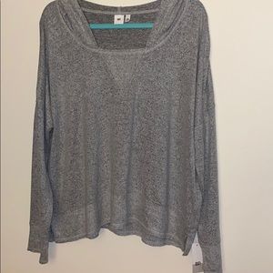 Grey hooded lightweight top